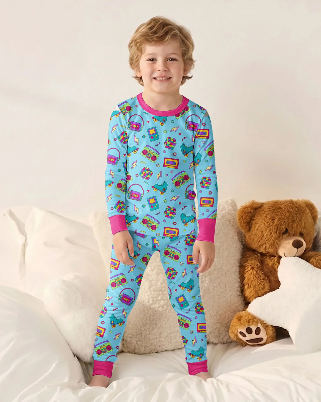 Zweiteiliges Langarm-Pyjama-Set mit Sommerfrüchten