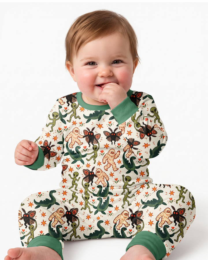 Dancing Cryptids Bamboo Two Piece Long Sleeve Pajama Set