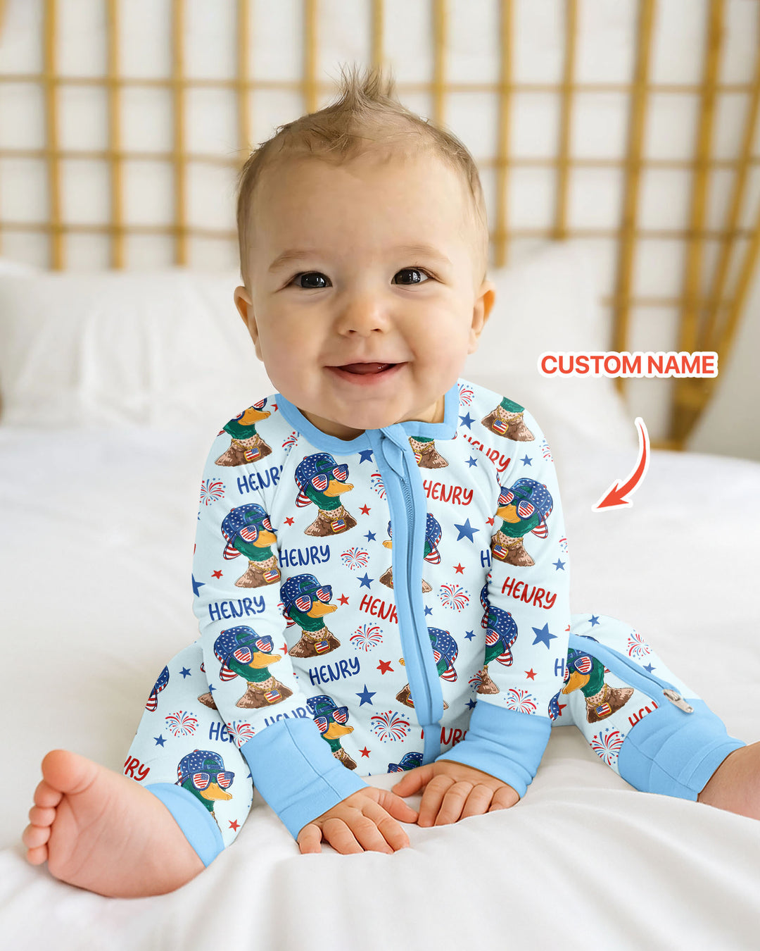 Custom Name Patriotic Mallard Duck Bamboo Convertible Zippy