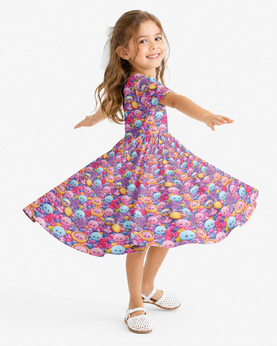 Rainbow Glitter Dumplings Bamboo Twirl Dress