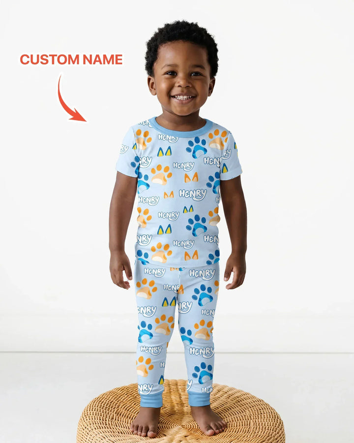 Conjunto de pijama de dos piezas de bambú de manga corta, plantilla personalizada