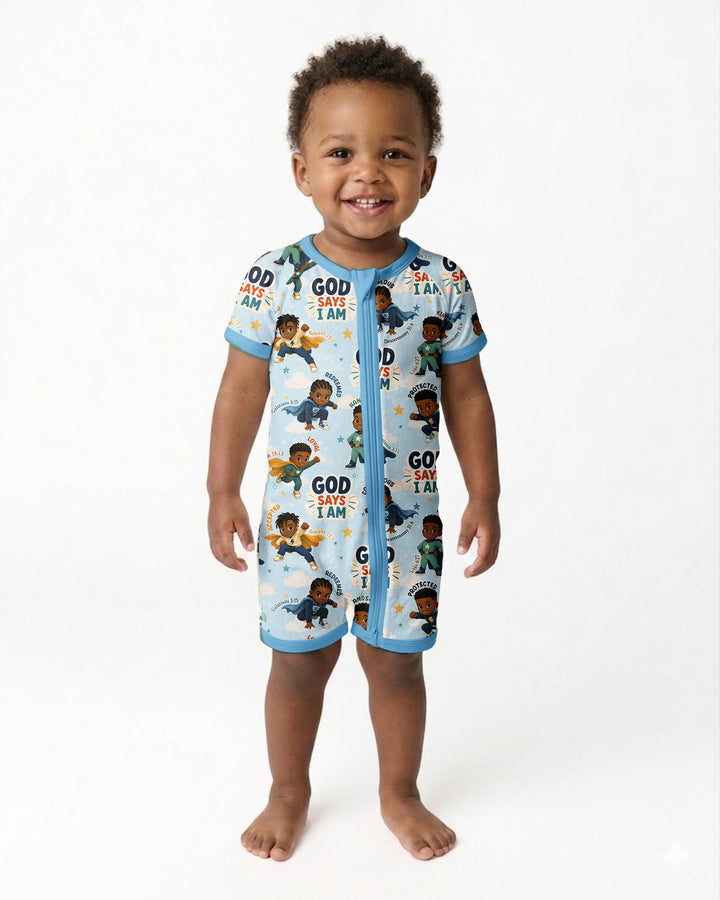 God Says I Am Black Superheroes Bamboo Shorty Zippy