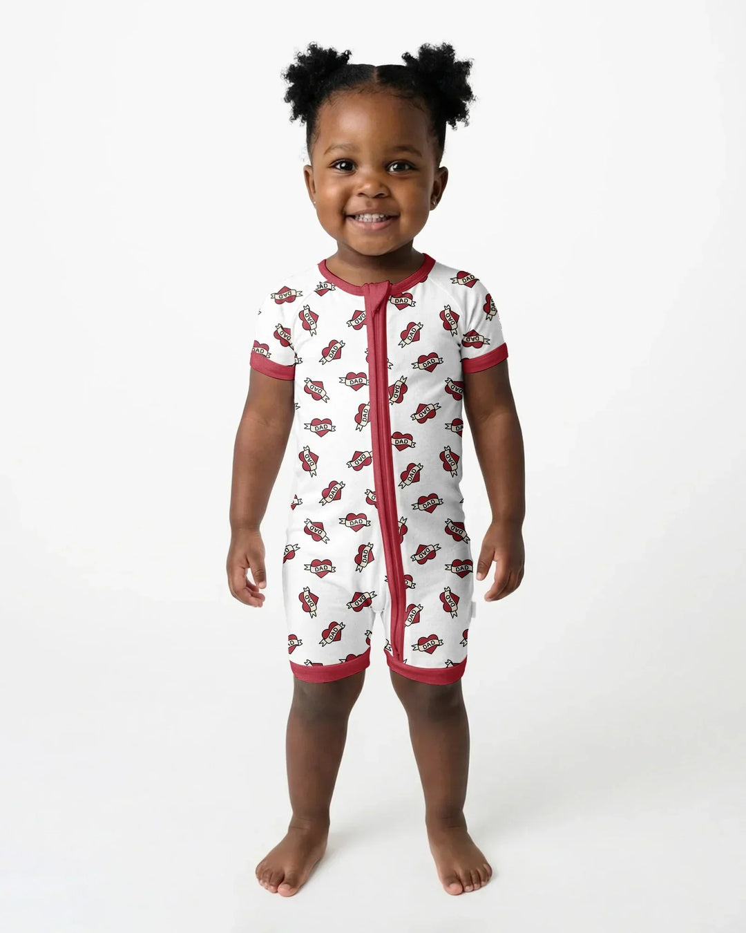 Old School Dad Hearts Daddy & Me Matching Bamboo Shorty Zippy