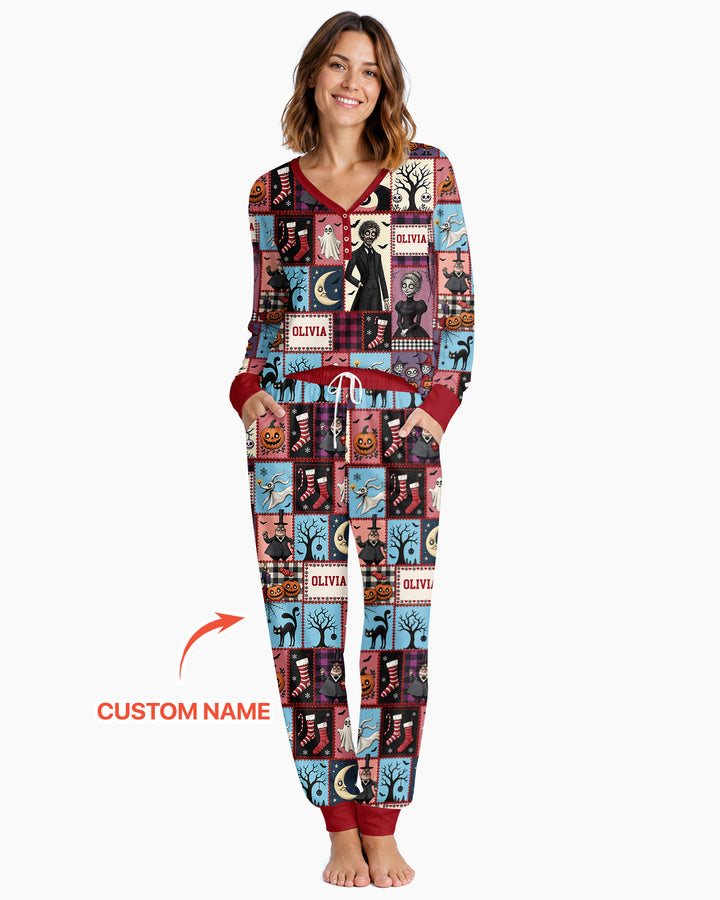 Vertical Halloween Bamboo Women Pajama Set