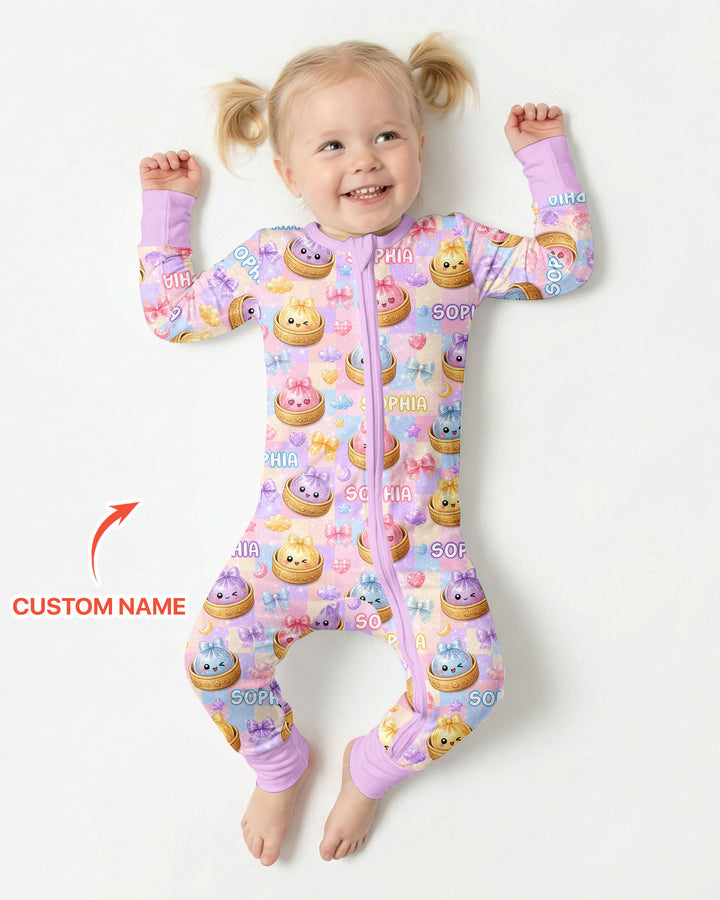 Custom Name Coquette Glitter Dumpling Bamboo Convertible Zippy