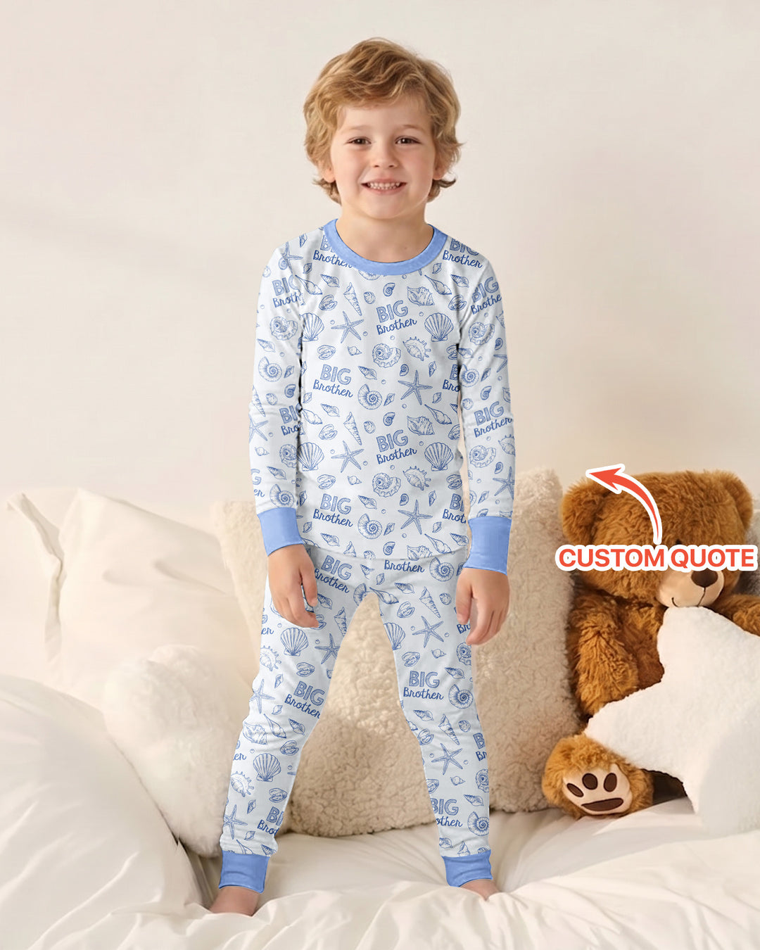 Coquette Seashell Matching Sibling Bamboo Two Piece Long Sleeve Pajama Set