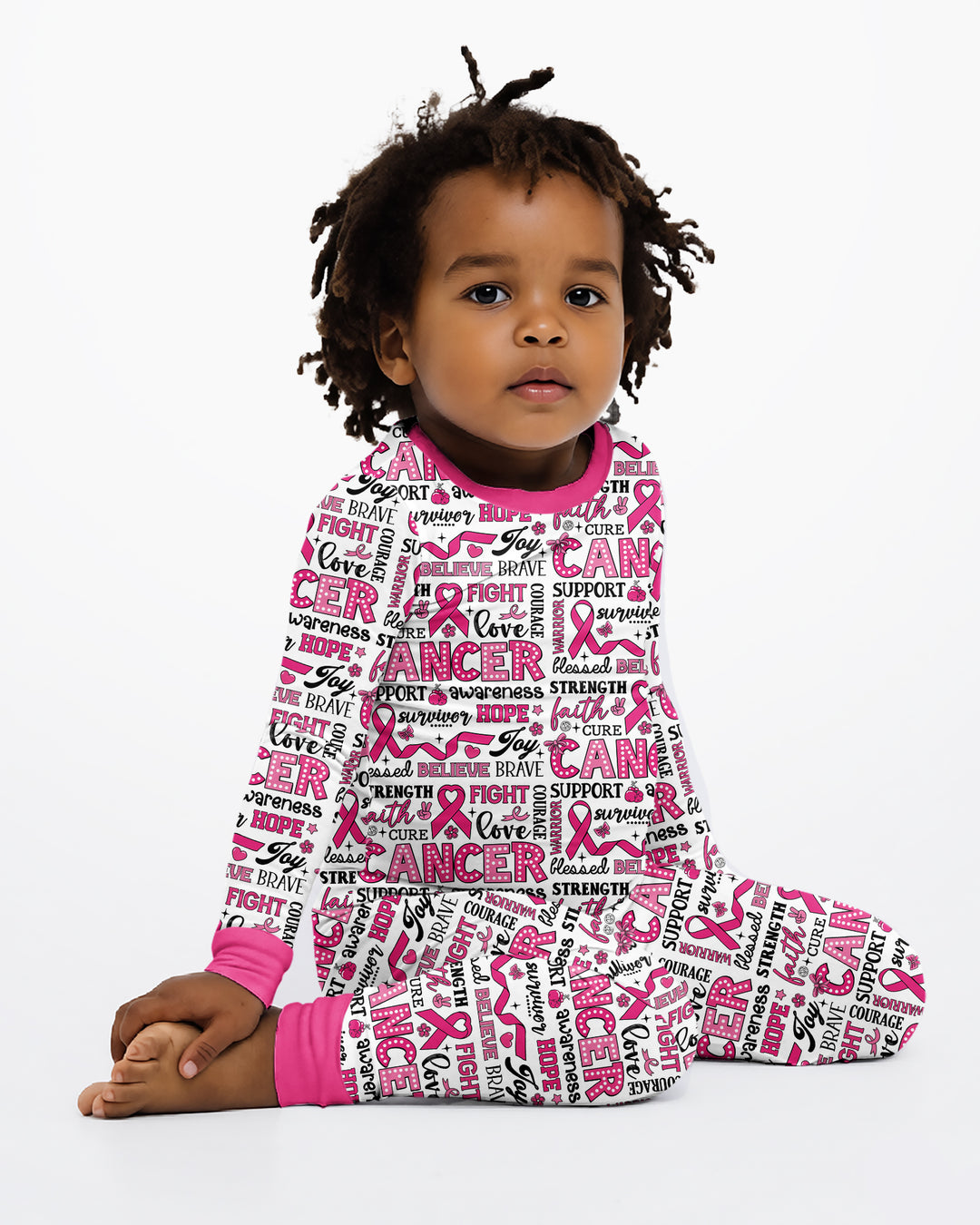 Strength in Pink Bamboo Two Piece Long Sleeve Pajama Set