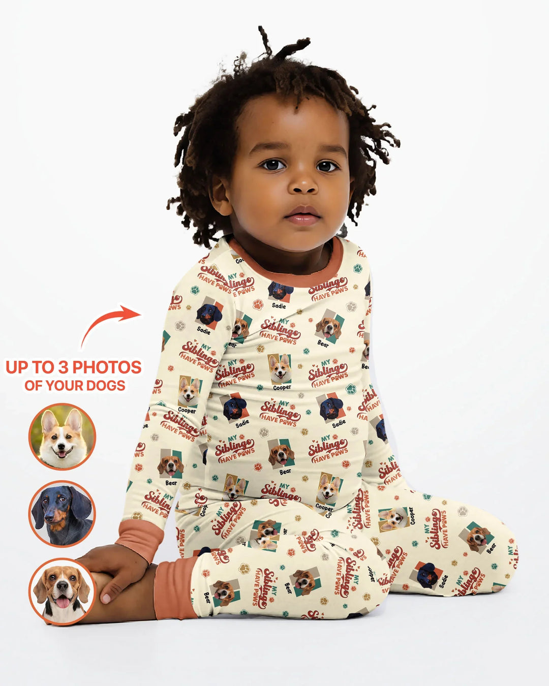 Custom Dog Photos "My Siblings Have Paws" Bamboo Two Piece Long Sleeve Pajama Set