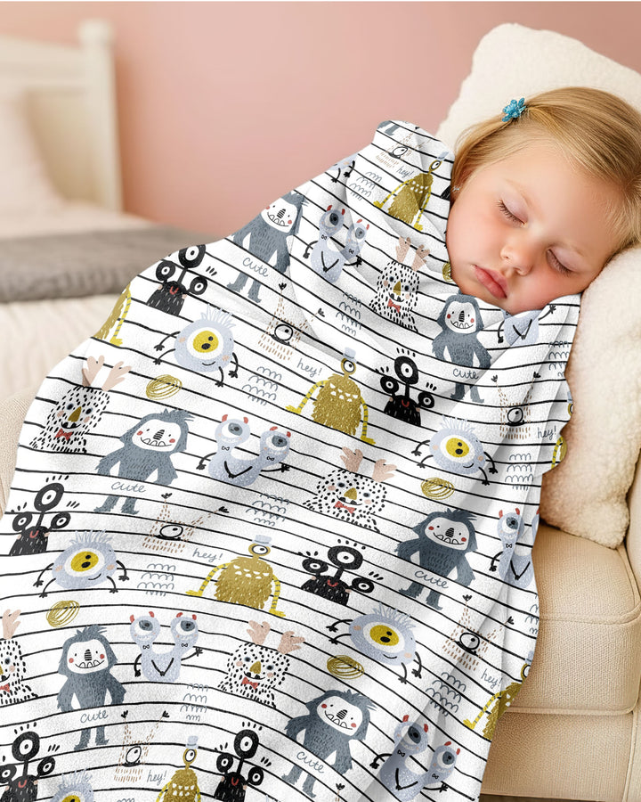 Playful Monster Friends Bamboo Blanket