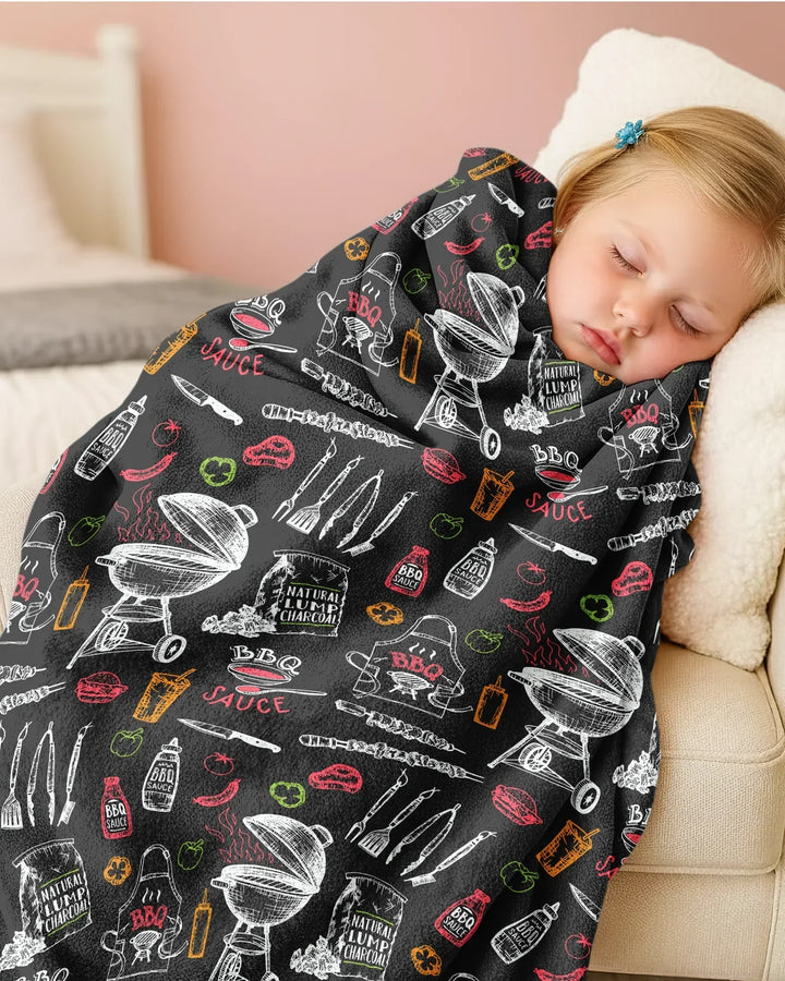 Backyard BBQ Party Family Matching Bamboo Blanket