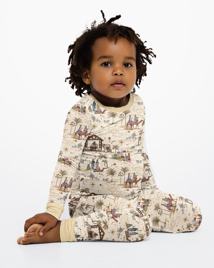 Silent Night Nativity Bamboo Two Piece Long Sleeve Pajama Set