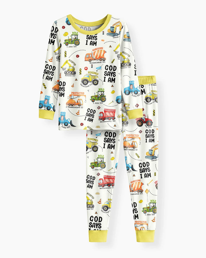 God Says I Am Boy Bamboo Two Piece Long Sleeve Pajama Set