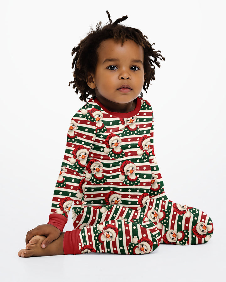 Santa Duck Bamboo Two Piece Long Sleeve Pajama Set