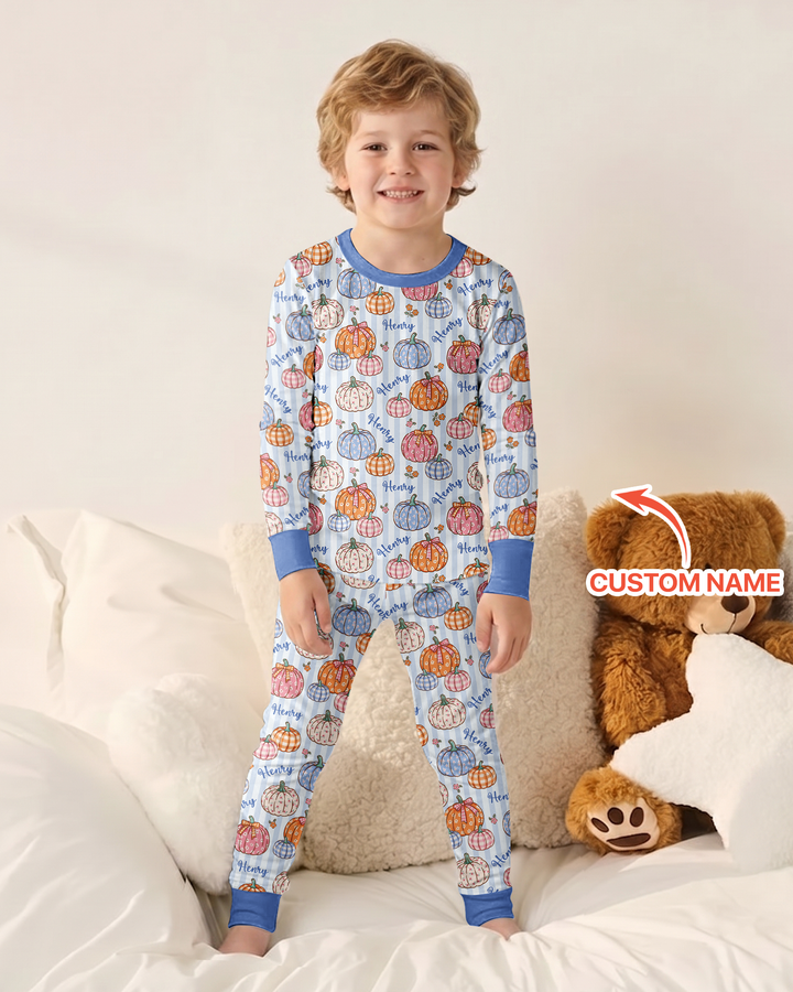 Conjunto de pijama de dos piezas de bambú con mangas largas, plantilla PERSONALIZADA