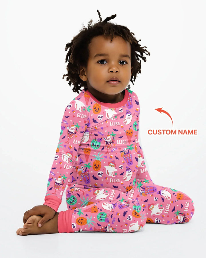 Zweiteiliges Langarm-Pyjama-Set mit Sommerfrüchten