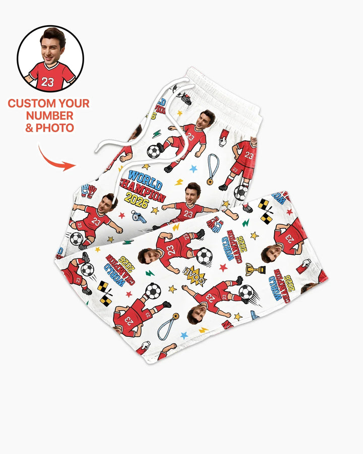 Custom Photo World Champion 2026 Family Matching Bamboo Men's Pajama Set