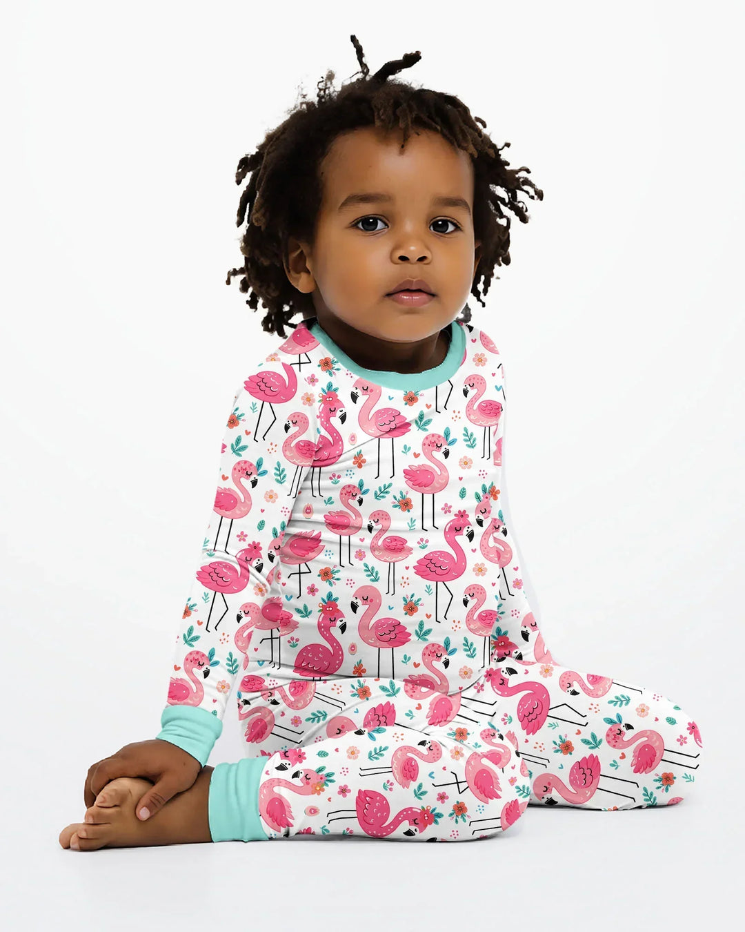 Hello Flamigo Bamboo Two Piece Long Sleeve Pajama Set