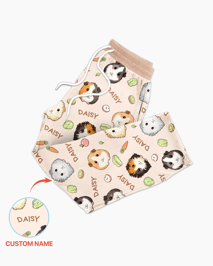 Custom Name Cute Guinea Pigs Bamboo Men's Pajama Set