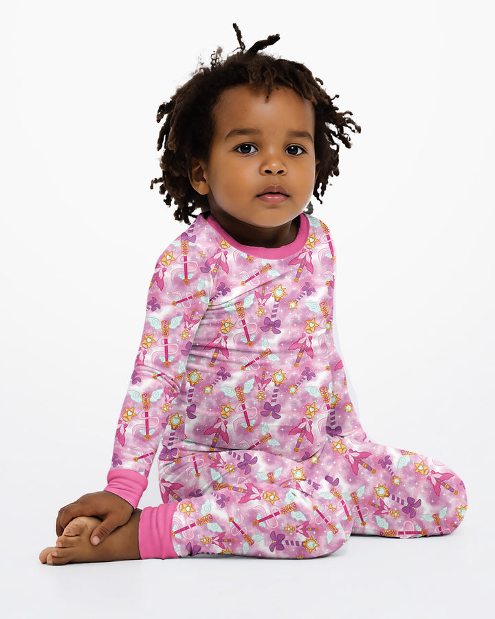Zweiteiliges Langarm-Pyjama-Set mit Sommerfrüchten