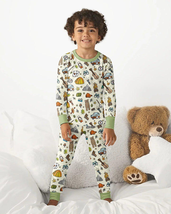 Love Camping Matching Family Bamboo Two Piece Long Sleeve Pajama Set