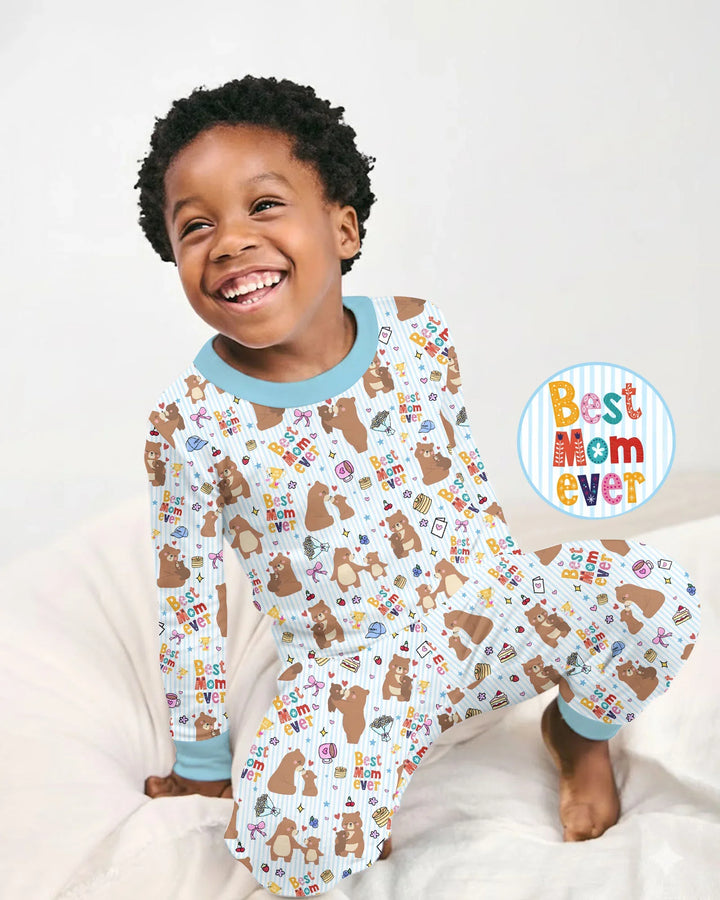 Best Mama Bear Ever Family Matching Bamboo Two Piece Long Sleeve Pajama Set