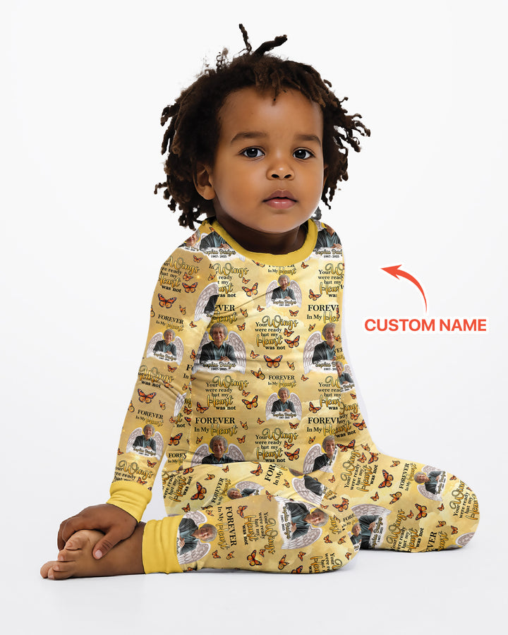 Custom Photo Forever In My Heart Family Matching Bamboo Two Piece Long Sleeve Pajama Set