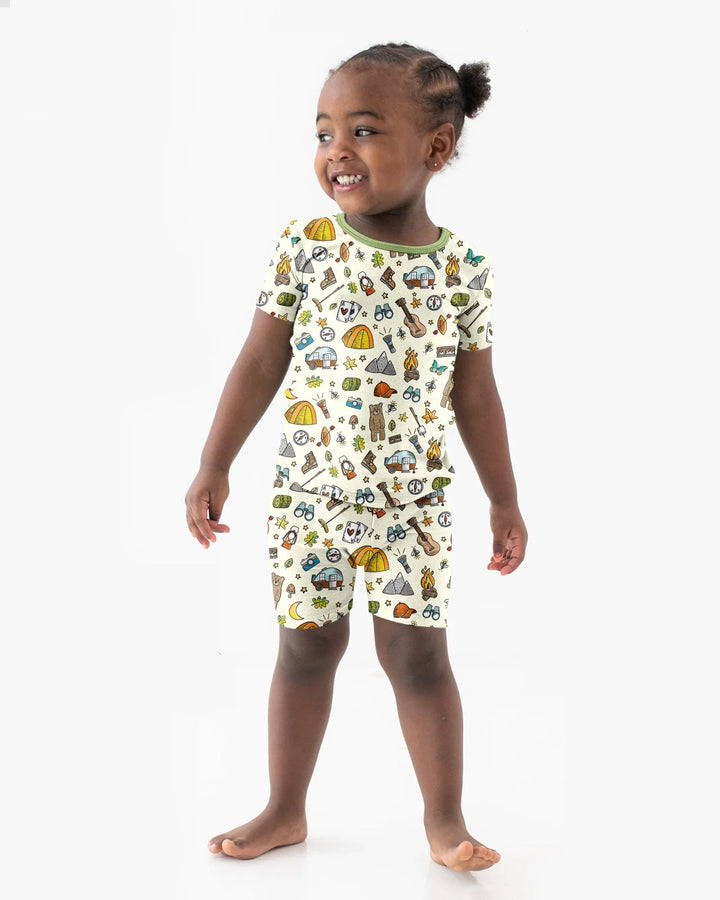 Love Camping Matching Family Bamboo Two Piece Short Sleeve Shorts Pajama Set