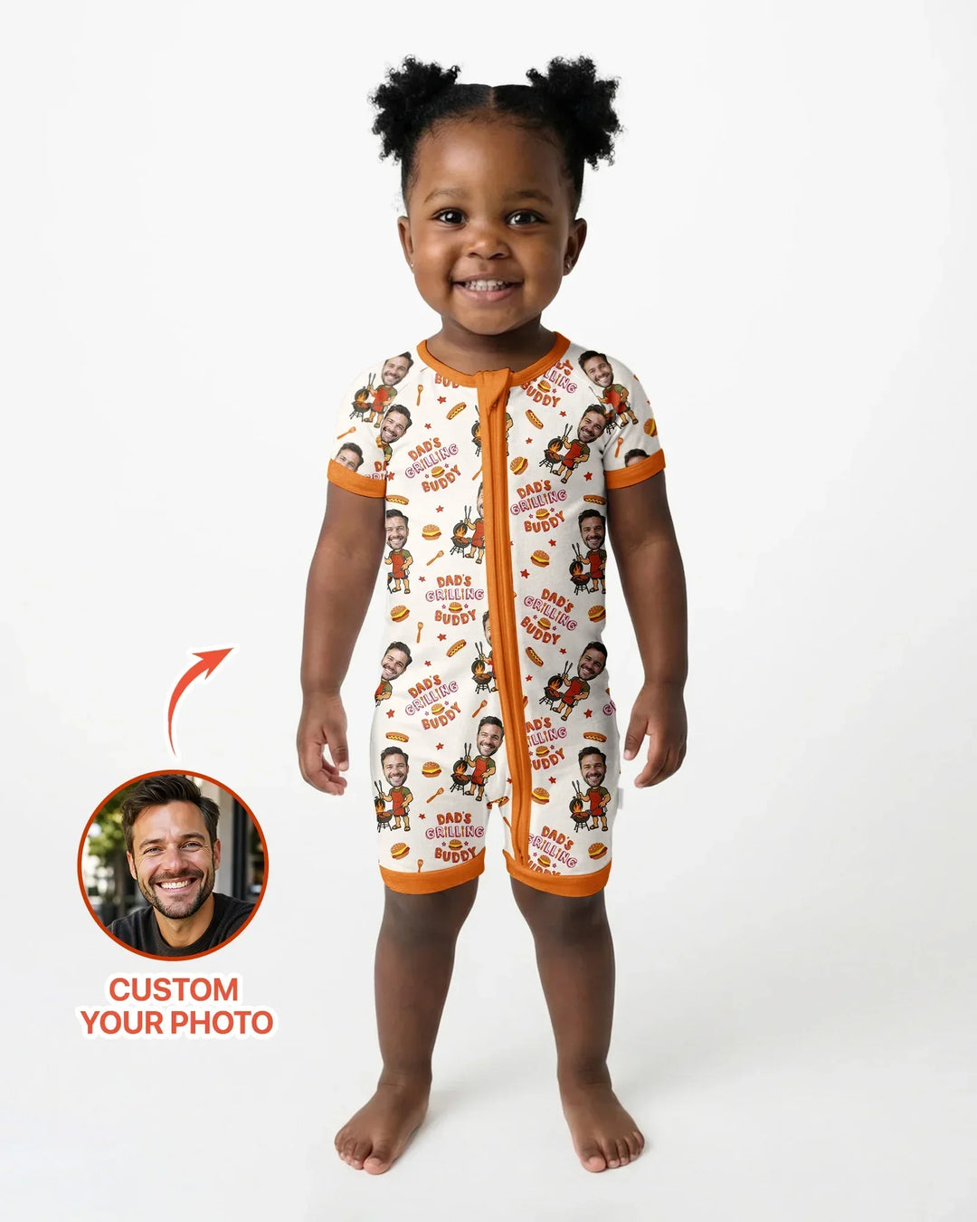 Custom Photo Dad's Grilling Buddy Family Matching Bamboo Shorty Zippy