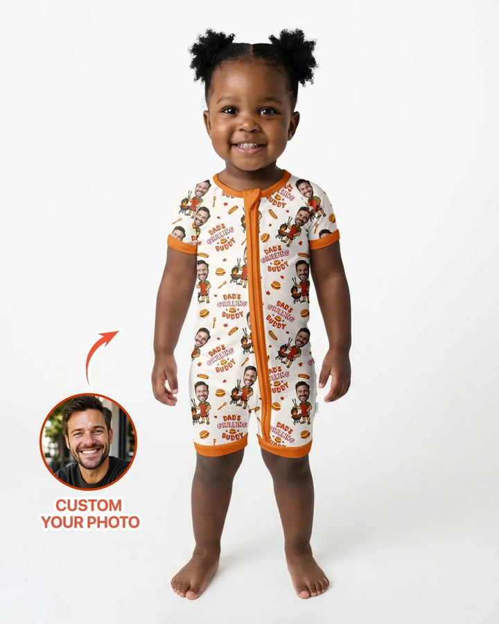 Custom Photo Dad's Grilling Buddy Family Matching Bamboo Shorty Zippy