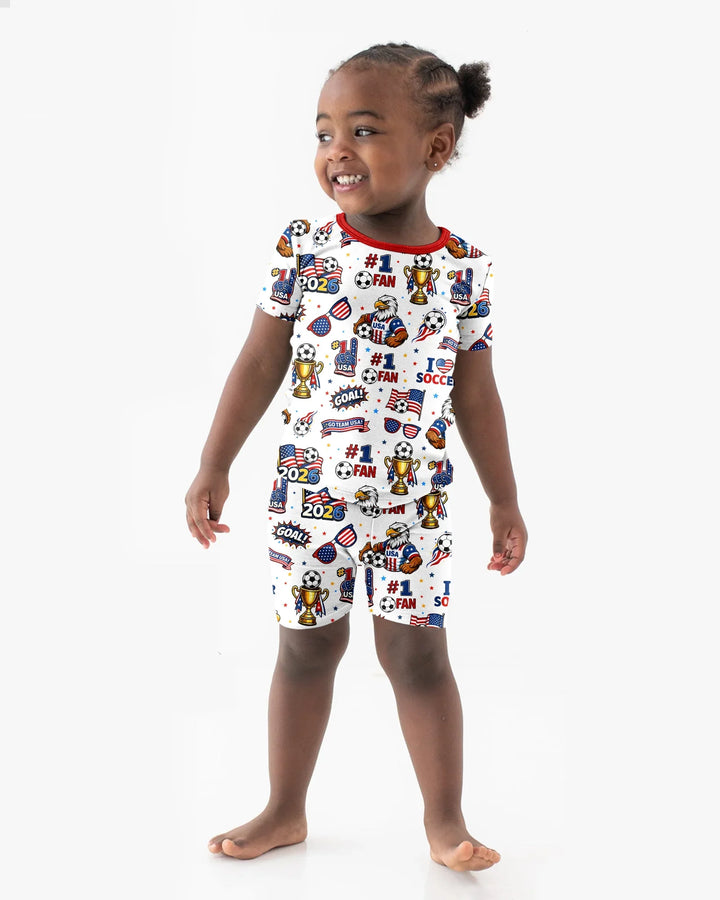 Conjunto de Pijama de Dos Piezas de Bambú con Mangas Cortas y Pantalones Cortos