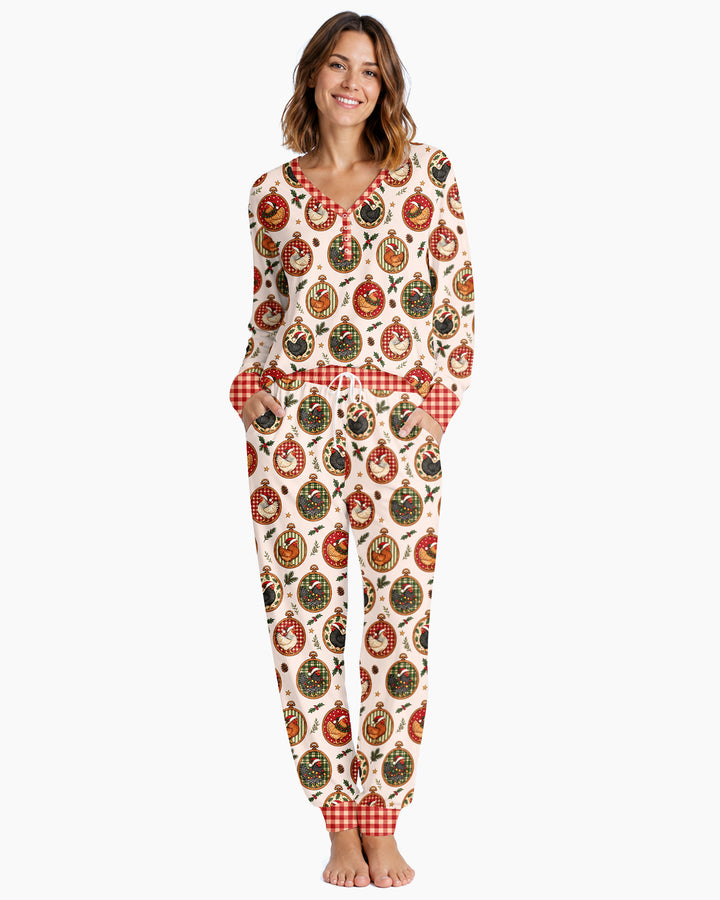 Chicken Merry Clucking Christmas Bamboo Women Pajama Set