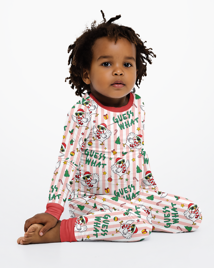 Guess What Chicken Butt Christmas Bamboo Two Piece Long Sleeve Pajama Set