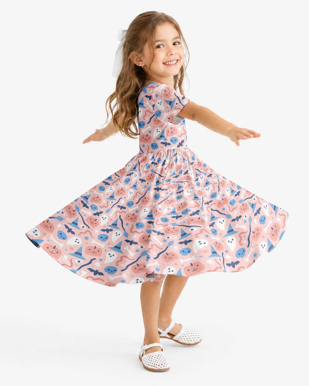 Pastel Pumpkins Skulls And Witch Craft Bamboo Twirl Dress