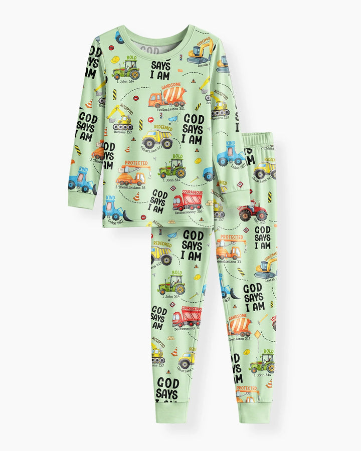 God Says I Am Boy Bamboo Two Piece Long Sleeve Pajama Set