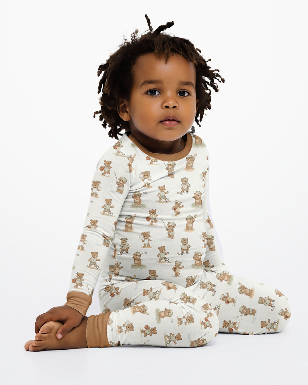 Little Sports Bears Bamboo Two Piece Long Sleeve Pajama Set