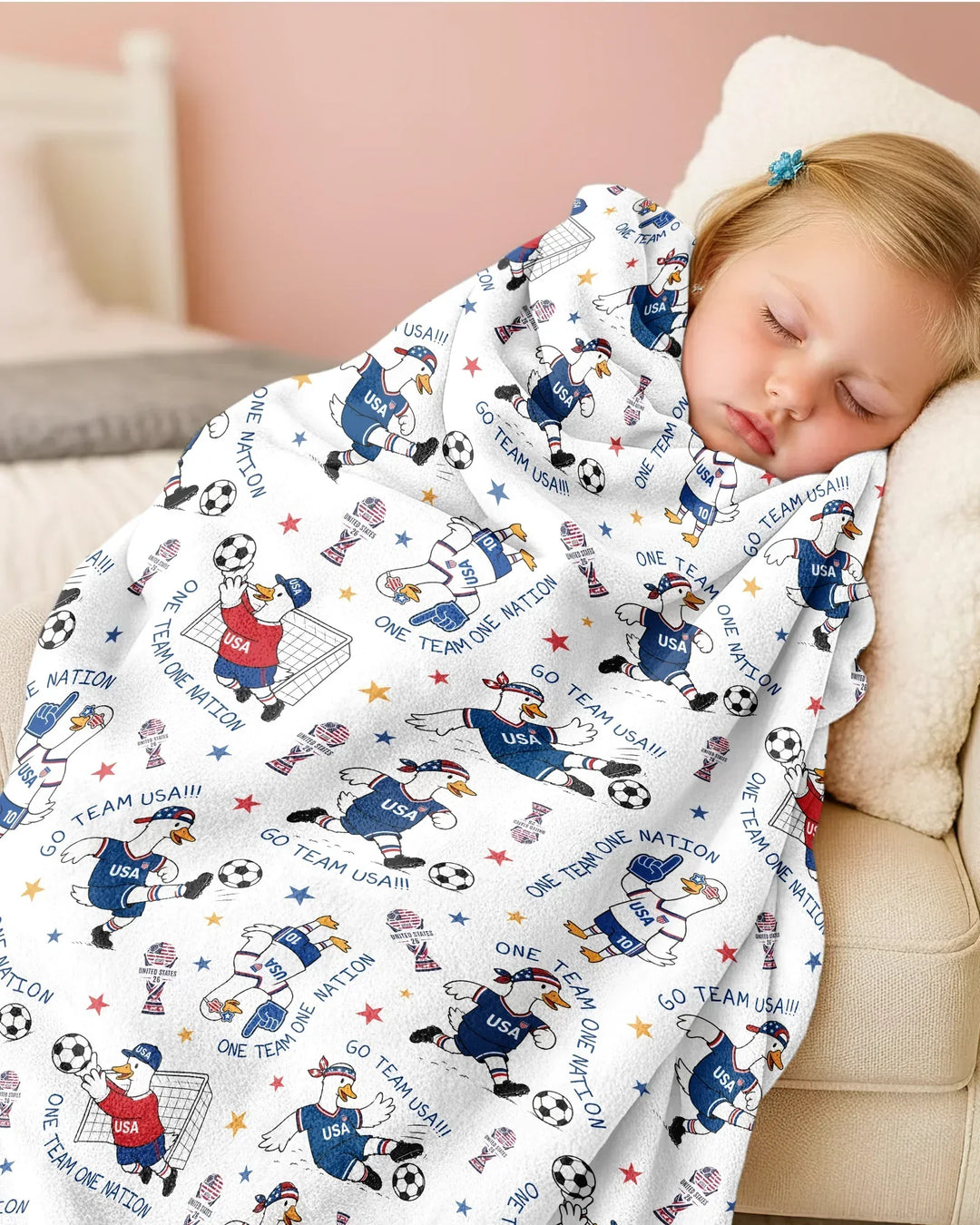 USA Soccer Goose Family Matching Bamboo Blanket