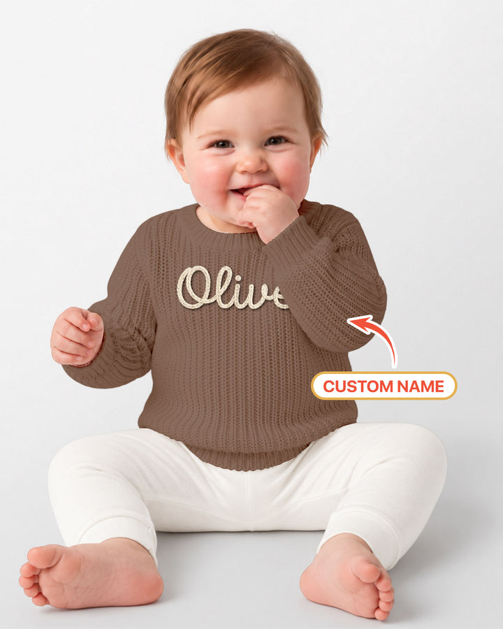 Embroidered Baby Name Bamboo Knit Sweater Bubble