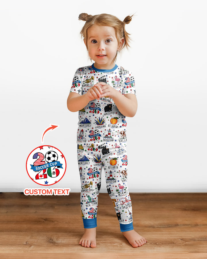2026 Soccer Cup Host Citties Bamboo Two Piece Short Sleeve Pajama Set