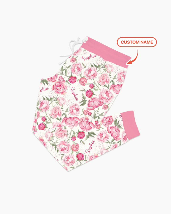 Benutzerdefinierter Name Geburtsmonatsblumen Bambus Damen Schlafanzug-Set