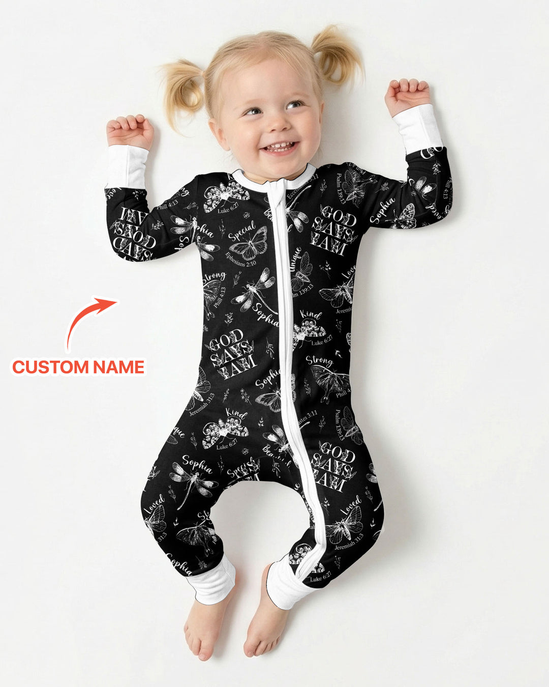 Custom Name God Says I Am Midnight Wings Bamboo Convertible Zippy