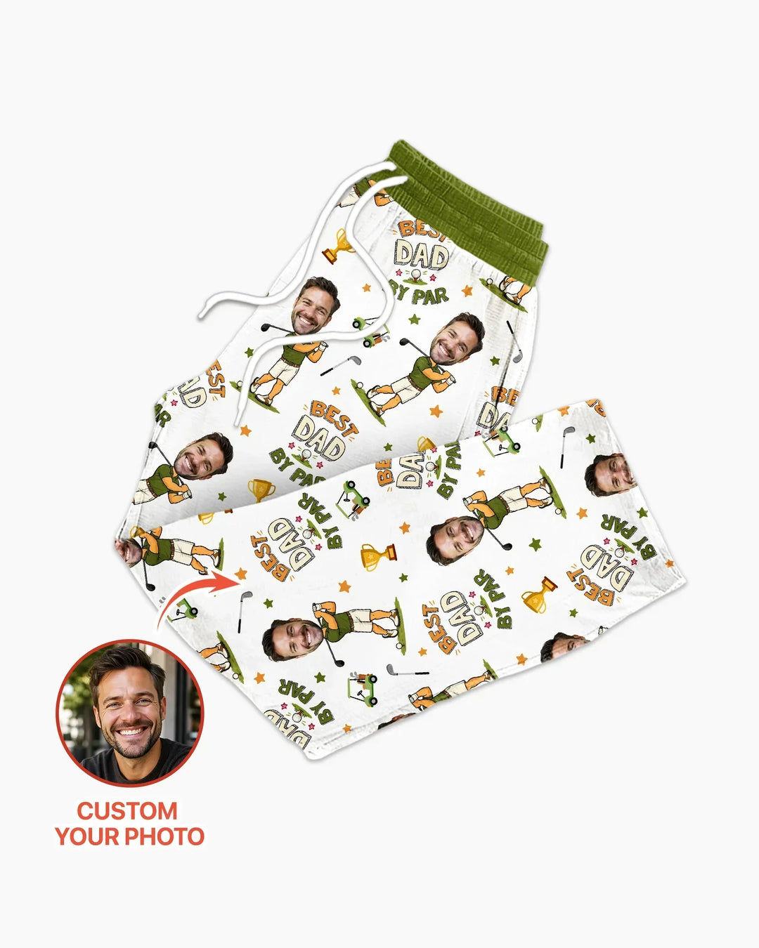 Custom Photo Daddy's Little Caddie Daddy & Me Matching Bamboo Men's Pajama Set