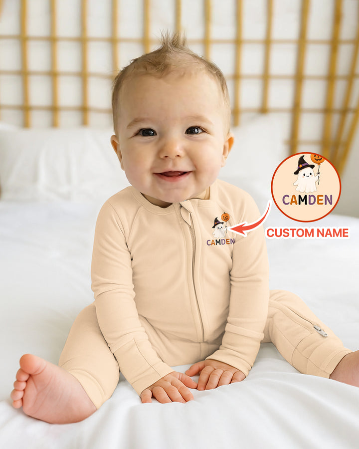 Personalized Name 1st Halloween Ghost Bamboo Convertible Zippy