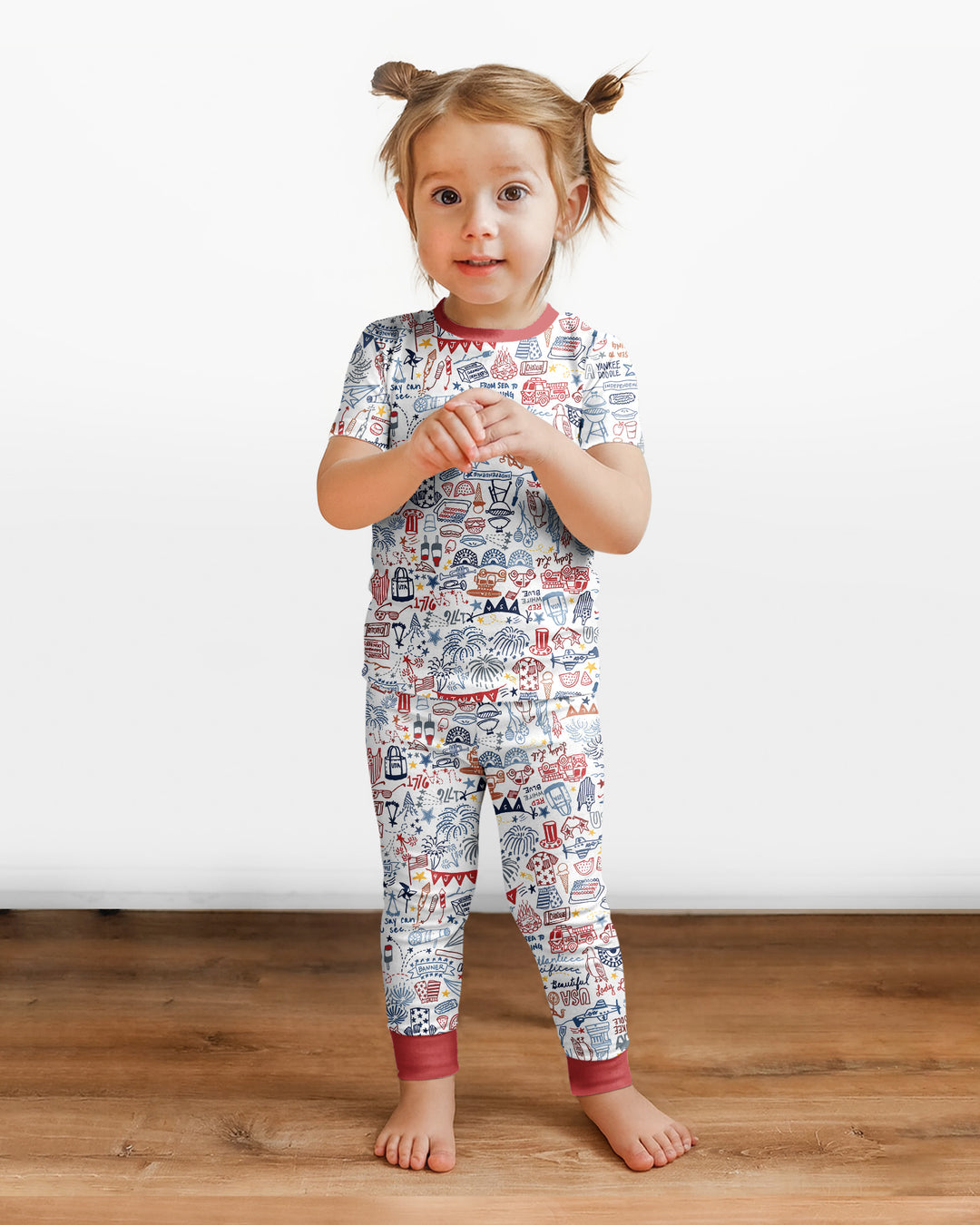 Liberty Doodle 250th Family Matching Bamboo Two Piece Short Sleeve Pajama Set