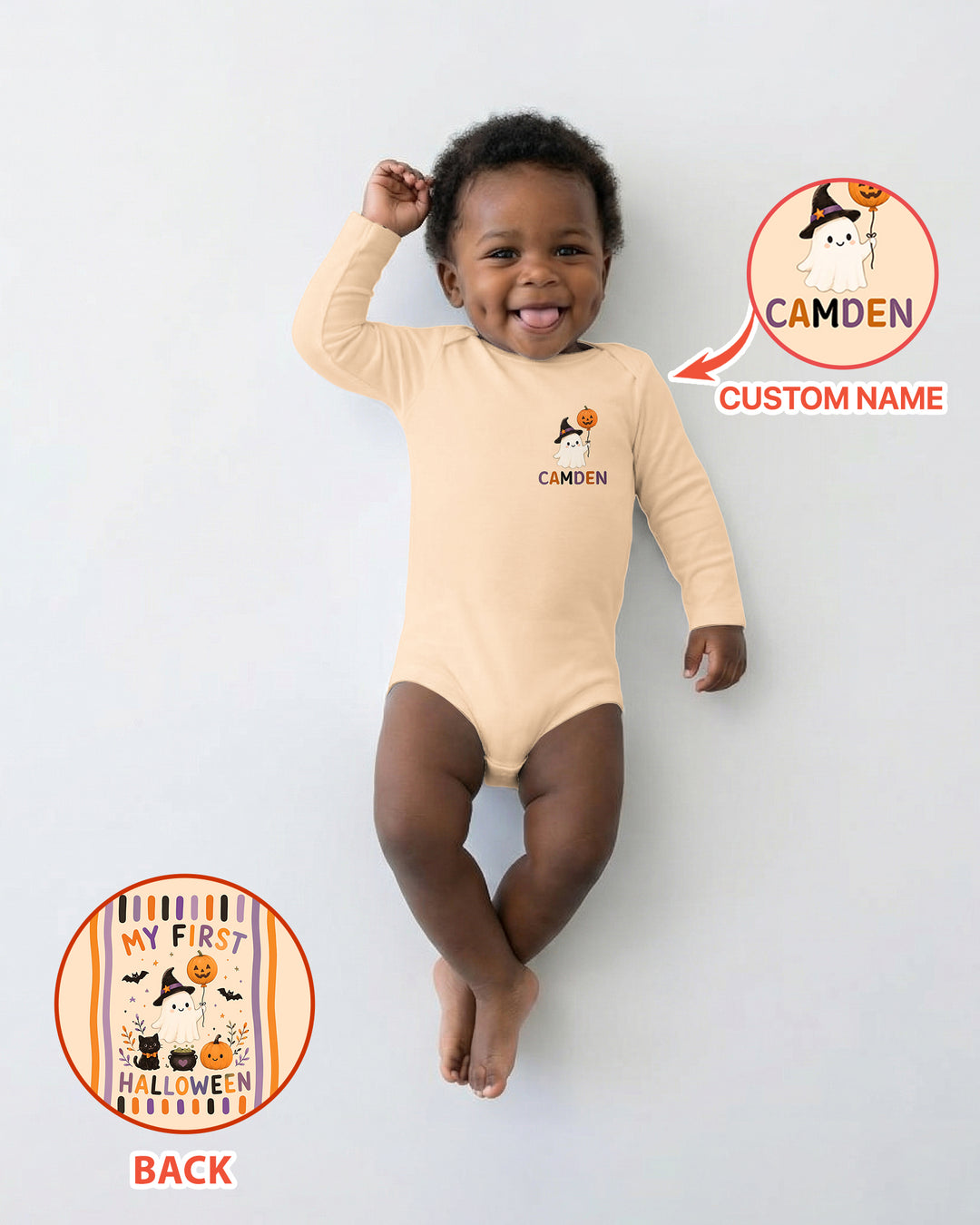 Personalized Name 1st Halloween Ghost Bamboo Bodysuit