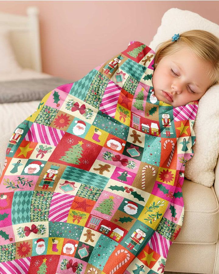 Maximalist Christmas Collage Bamboo Blanket