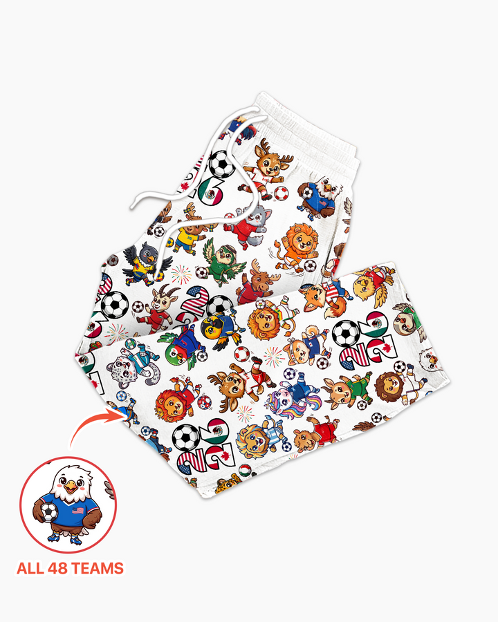 Kawaii Animals Soccer Tour 2026 Family Matching Bamboo Men's Pajama Set