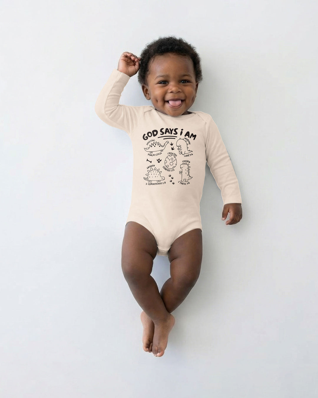 God say i am Dinosaur Bamboo Bodysuit