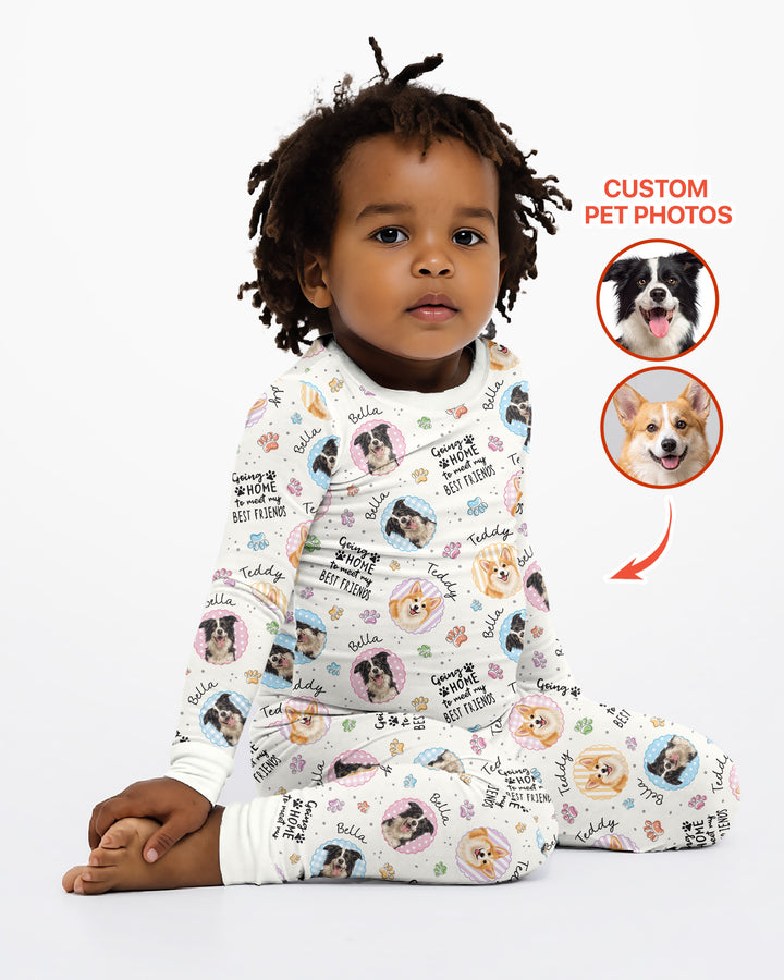 Custom Pet Photo My First Best Friend Bamboo Two Piece Long Sleeve Pajama Set