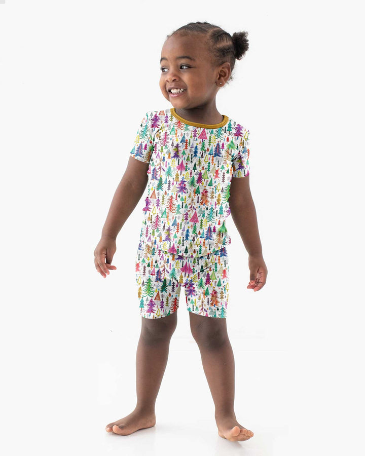 Christmas Trees Decoration Bamboo Two Piece Short Sleeve Shorts Pajama Set