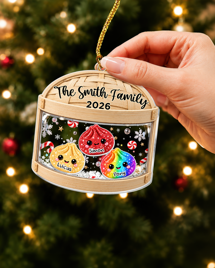 Glitter Dumpling Family - Personalized Shaker Ornament
